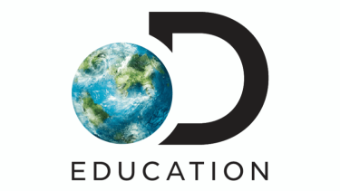 Discovery Education Logo that include earth in graphic