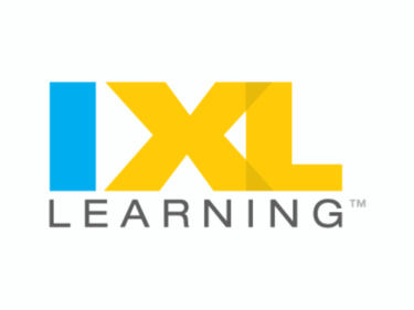 Block letters for IXL logo. Blue letter "I" and yellow lettings "XL" with learning underneath
