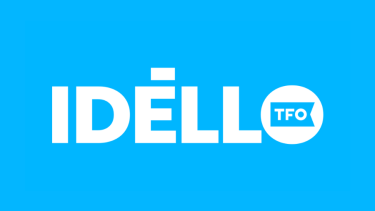 Blue background with logo name of IDÉLLO